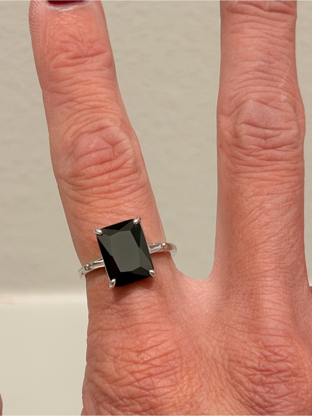 BP NWOT! Sterling Silver Black Emerald-Cut Ring - Picture 3 of 4